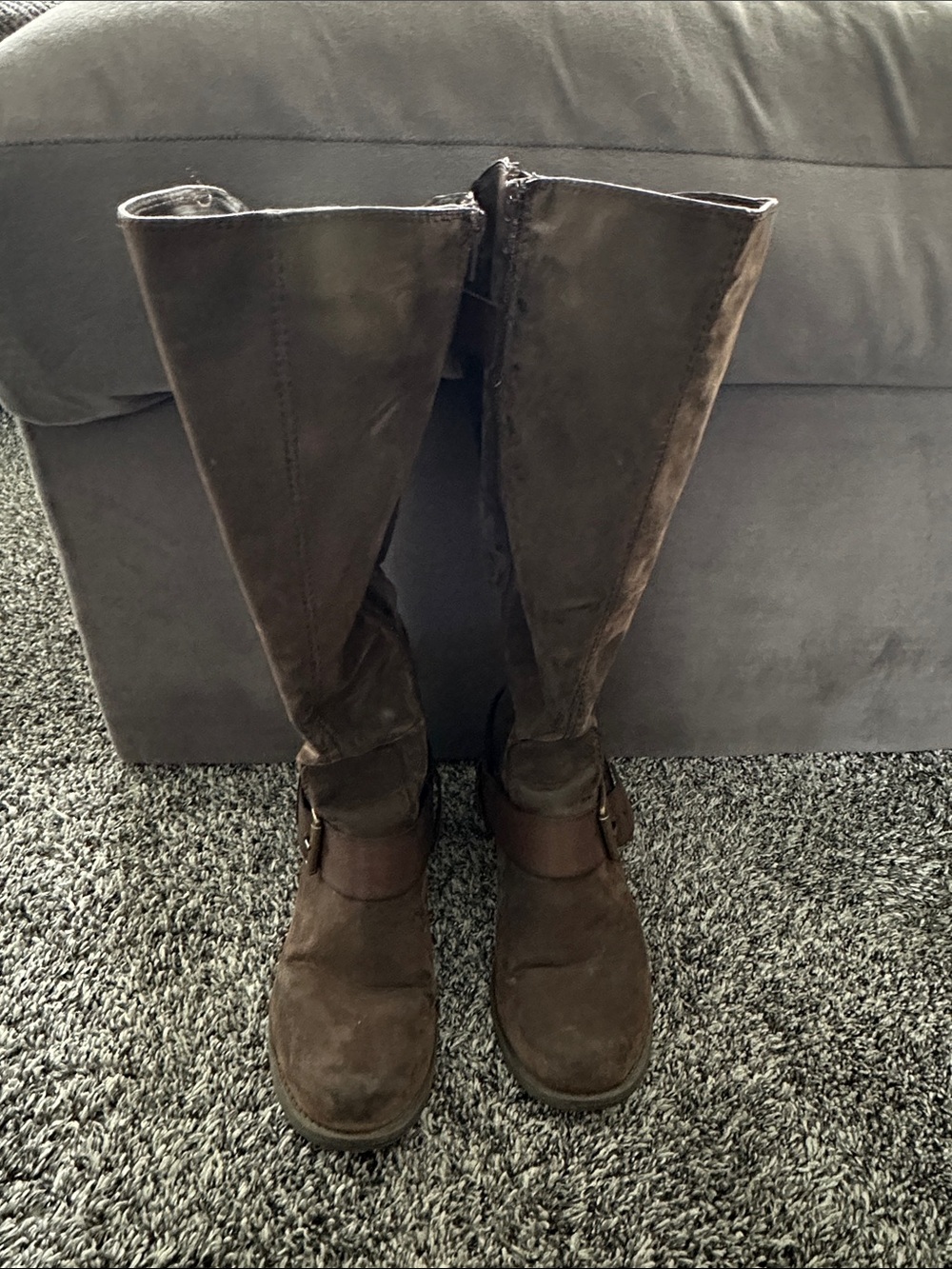 Sonoma Dark Brown Over-the-Knee Suede Boots with Buckle